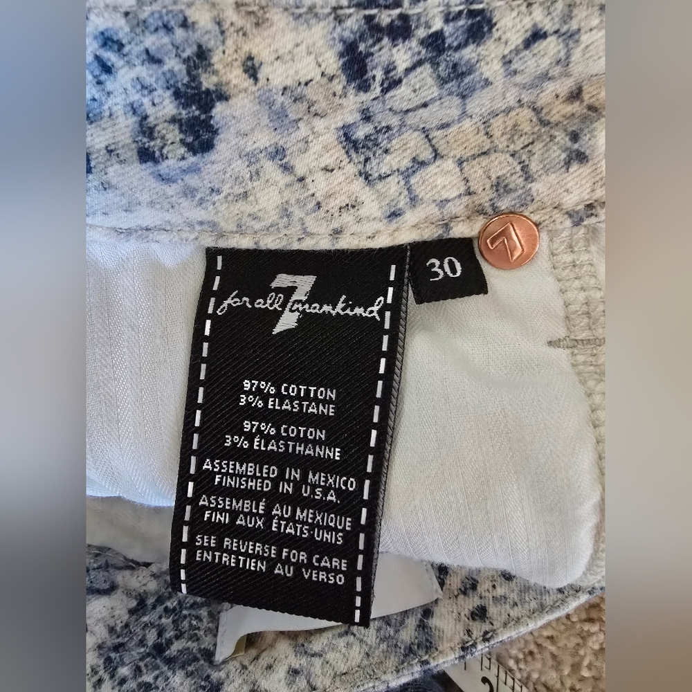 7 For All Mankind New Womens Size 30 Blue Snake Skin The Skinny Ankle - Picture 8 of 11